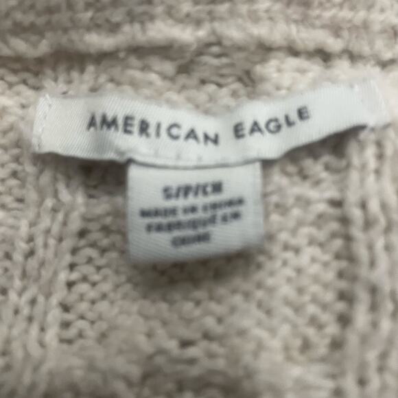 American Eagle Outfitters Cable Knit Sweater Sz Small Cozy Preppy Cream Pullover - Picture 6 of 7
